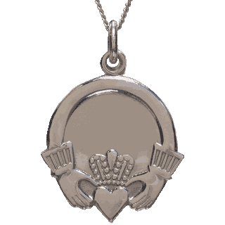 Front image of White Gold Claddagh Pendant
