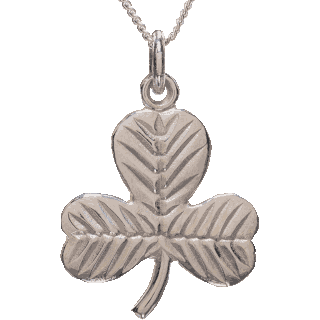 Front image of Sterling Silver Shamrock Pendant