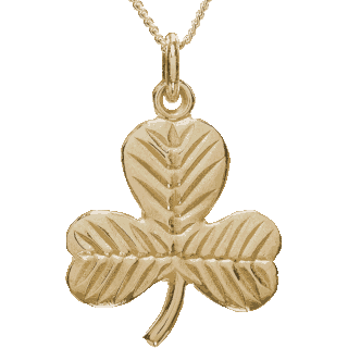 Front image of Yellow Gold Shamrock Pendant