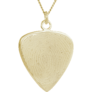 Front image of Yellow Gold Guitar Pick Pendant