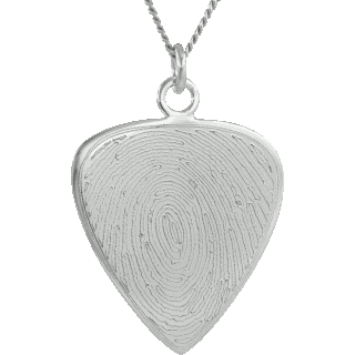 Front image of White Gold Guitar Pick Pendant
