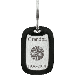 Front image of Stainless Steel Memory Tag with Rubber Silencer
