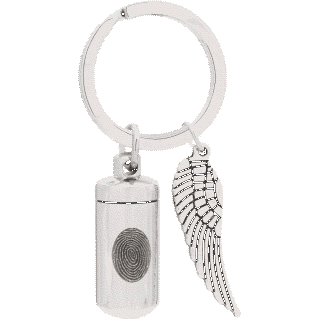 Front image of Capsule (Urn) with Angel Wing Keyring