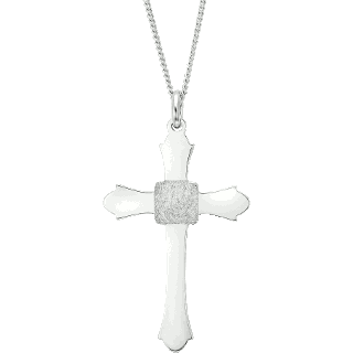 Front image of White Gold Cross Pendant